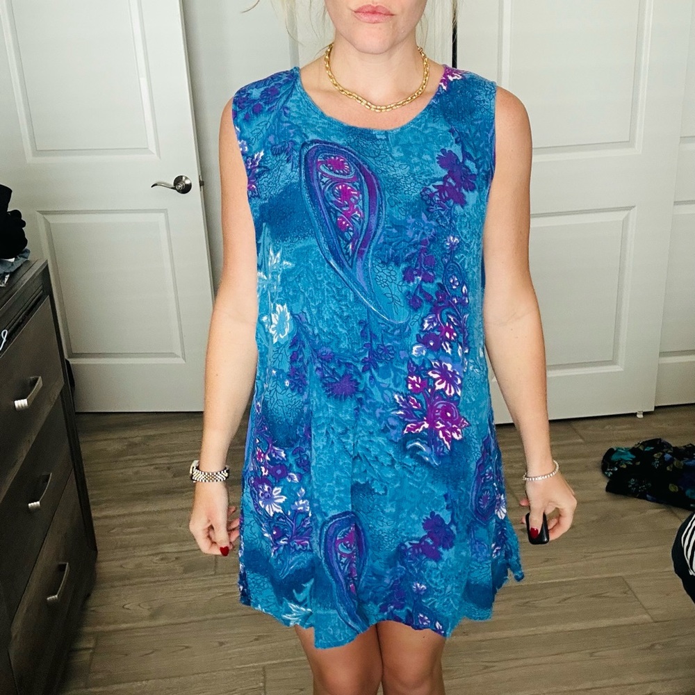 Blue and Purple Paisley Dress